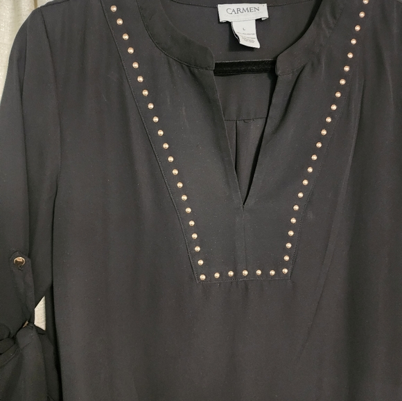 **SOLD**Carmen Marc Valvo black studded top (L) - Picture 8 of 12